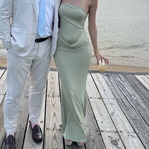 Strapless Slinky Maxi Dress - Sage